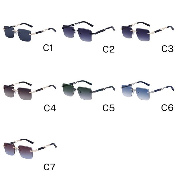 Muotimerkkien suunnittelija aurinkolasit reunattomat miesten aurinkolasit metalliset hyvälaatuiset UV400 tukku_voghion.com