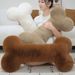 Bone Shaped Large Premium Plush Pillow For Dogs And Cats With Soft Short Plush Fabric In Caramel Almond And Creamy White Colors Comfort For Cozy_voghion.com
