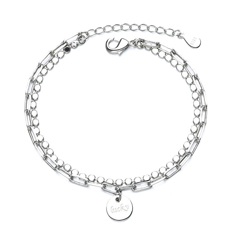 Gu Mao Ning Internet-Berühmtheit Runde Kette für Frauen Einfaches bestes Freund-Valentinstagsgeschenk Doppelschichtiges Glücksarmband_voghion.com