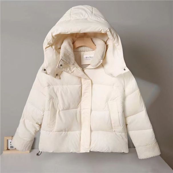 Korean Version Of Bread Down Women's Short Style Lamb Wool Collar, Hooded Cotton Jacket, Maillard Jacket_voghion.com