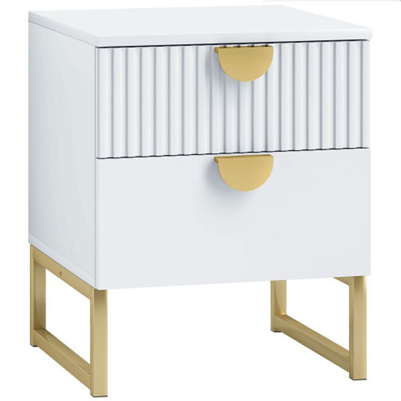 HOMCOM Nachttisch Mit 2 Schubladen, Beistelltisch, Nachtschrank Mit Griffe In Goldoptik, Nachtkommode Für Schlafzimmer, Wohnzimmer, 40 X 40 X 50 Cm, Weiß_voghion.com