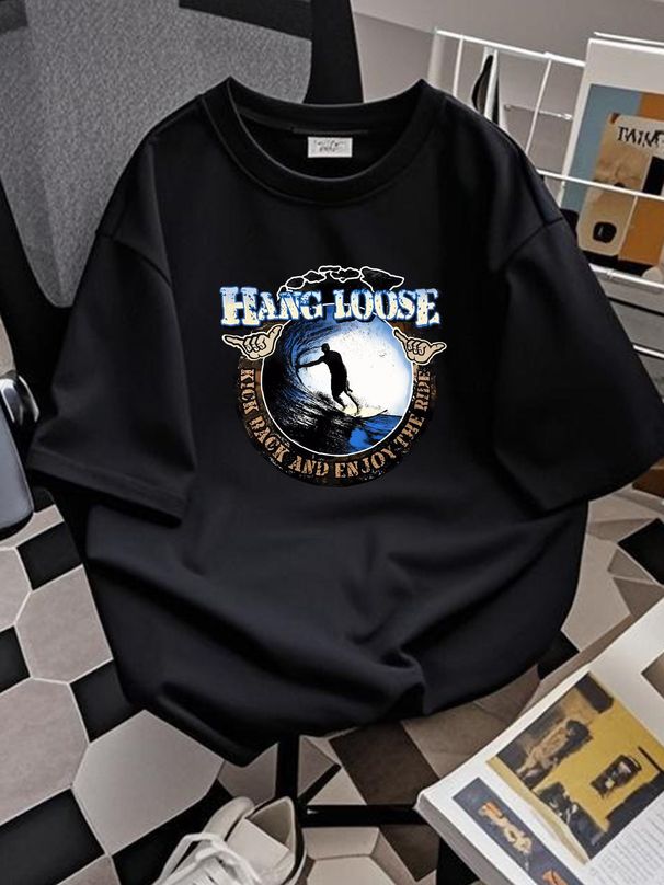 Hang Loose Kick Back Relax Enjoy TheRide Hawaiian Island T-Shirt Herren L Sommer Unisex Casual Homme Top für den Alltag Grafik Stilvoll Leicht_voghion.com