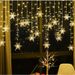 Guirnalda de luces LED de 3,2 m con forma de copos de nieve navideños, luces intermitentes tipo cortina de hadas, impermeables, ideales para fiestas, bodas y decoración navideña._voghion.com
