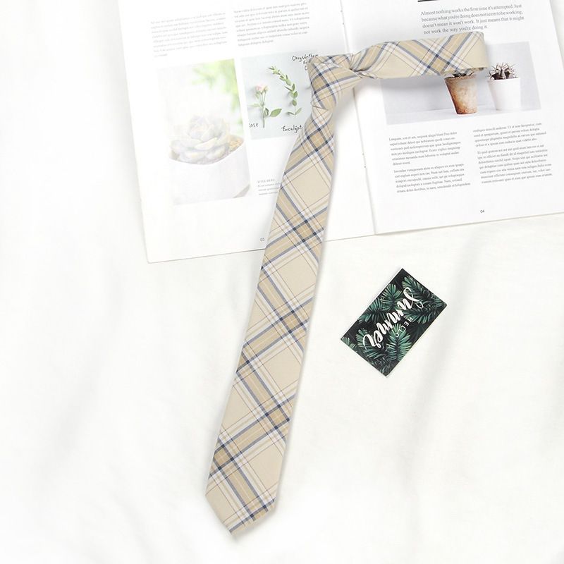 DK Tie Men's JK Plaid Shirt School Uniform Decoration Female Student College Style Korean Version Hand-tied_voghion.com