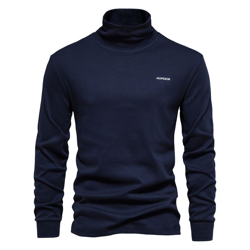 T-shirt a maniche lunghe con base in tinta unita da uomo casual con texture primaverile e autunnale 2023_voghion.com