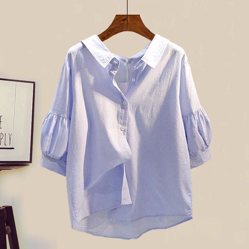 Women’s Clothing Plus Size Women's Spring Suits For Women New Style Shirt Tops For Women Slim Denim Skirt Two Piece Suit_voghion.com