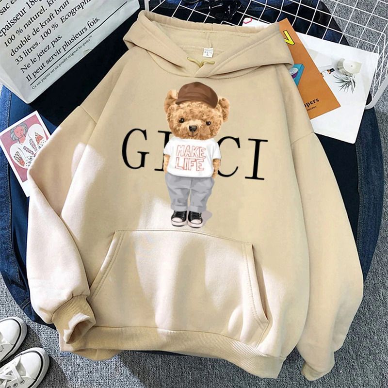 Women's Clothing hot selling cartoon hip hop bear print sweatshirt spring and autumn casual men and women tops casual hoodie hoodie_voghion.com