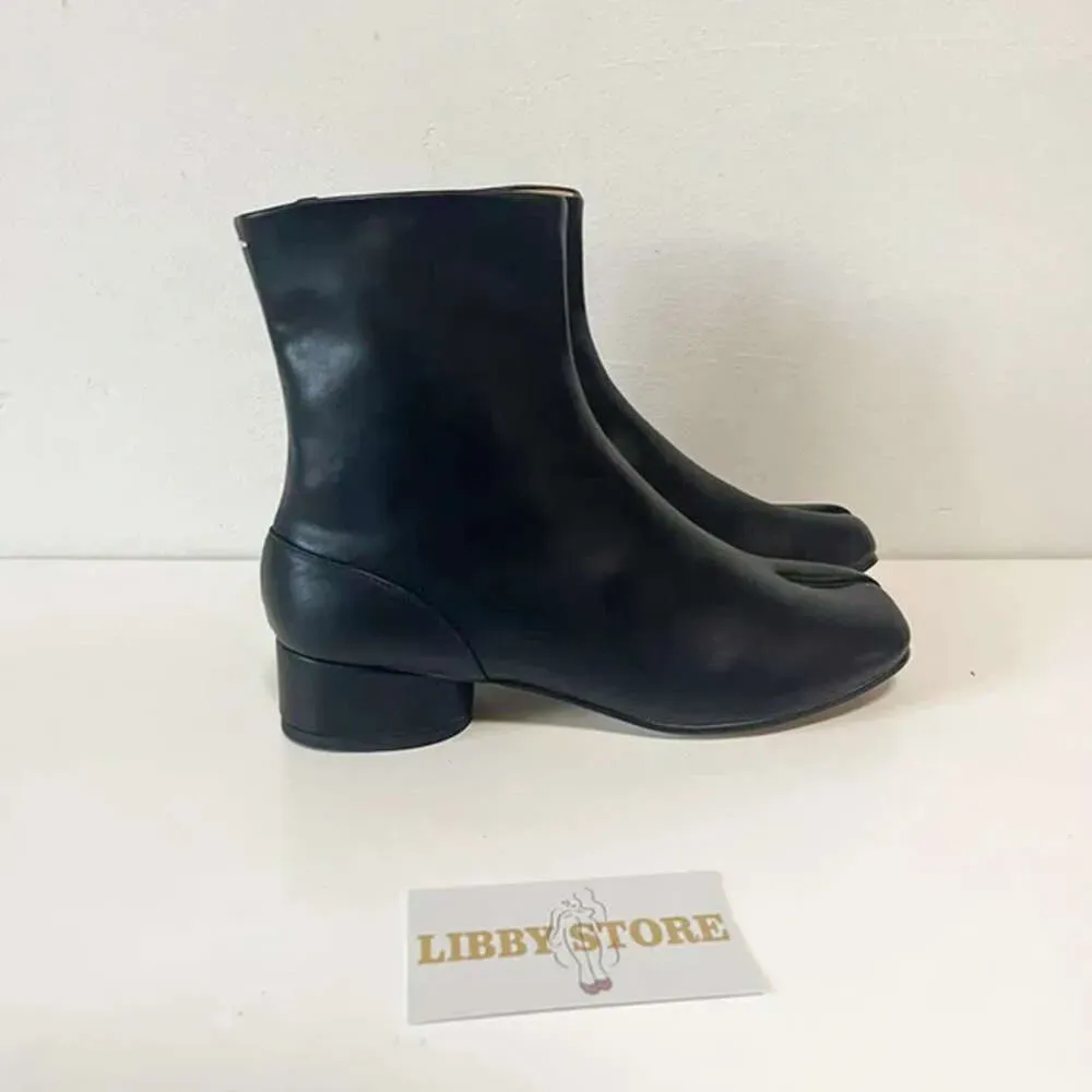 2024. gada zīmola dizaina Tabi sadalītā purngala biezi augstpapēžu zābaki ādas atos modes rudens sieviešu apavi Botas Mujer_voghion.com