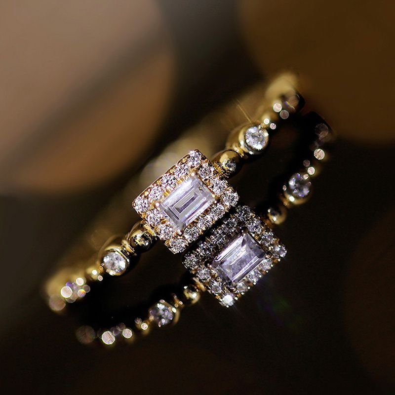 Bague plaquée or avec zircone cubique baguette, délicate bague géométrique empilable, bijou minimaliste élégant pour femme, cadeau tendance_voghion.com