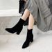 Herbst Winter Neue Britischen Stil Martin Kurze Square Toe High Heel Vielseitig Mode Elastische Dünne Stiefel Modische_voghion.com