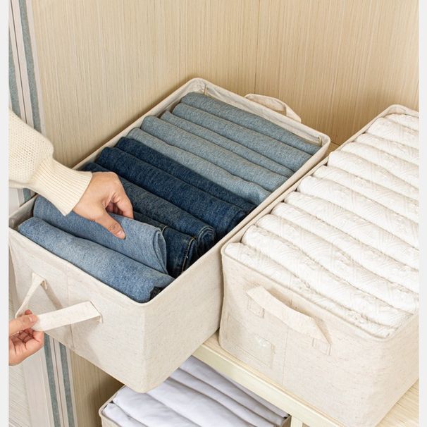 Scatola portaoggetti in tessuto Tianshan, in cotone e lino, lavabile, pieghevole, per camera da letto, vestiti, biancheria intima, cestino in tessuto_voghion.com