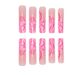 24pcs Extra Long Glitter Pink Line Press-On Nails Set - Cute & Stylish False Nails For Girls, Easy To Apply, Reusable Fake Nails With Glossy Finish_voghion.com