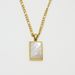 Rechteckige Schale Smaragd rechteckige natürliche Schale Farbe Abalone Shell Gold Halskette einfach_voghion.com