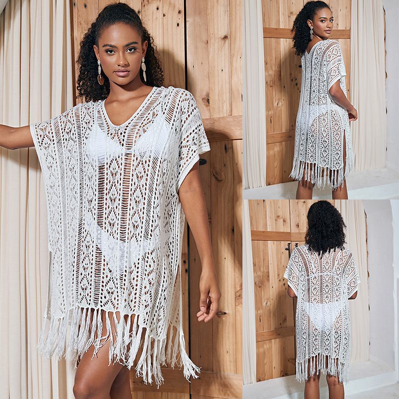 Sexy maglia con nappa cava, protezione solare, bikini da vacanza, costume da bagno di grandi dimensioni, copricostume da spiaggia_voghion.com