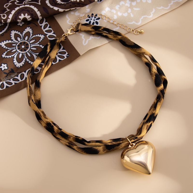 Ozean-Stil Muschel Seestern Anhänger Sexy Leopard Print Baumwolle Blume Herz Schlüsselbein Halskette_voghion.com