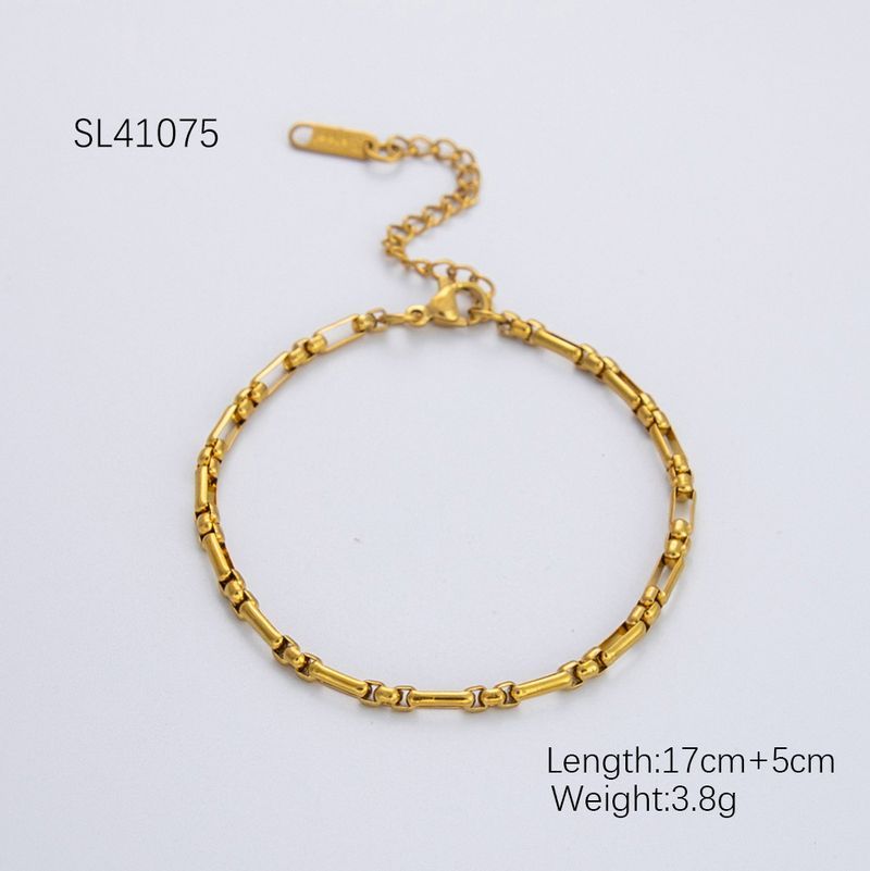 Fashion Stainless Bracelet Exquisite Gold Titanium Steel Emed Pattern Cuban Chain Versatile Unisex Jewelry_voghion.com