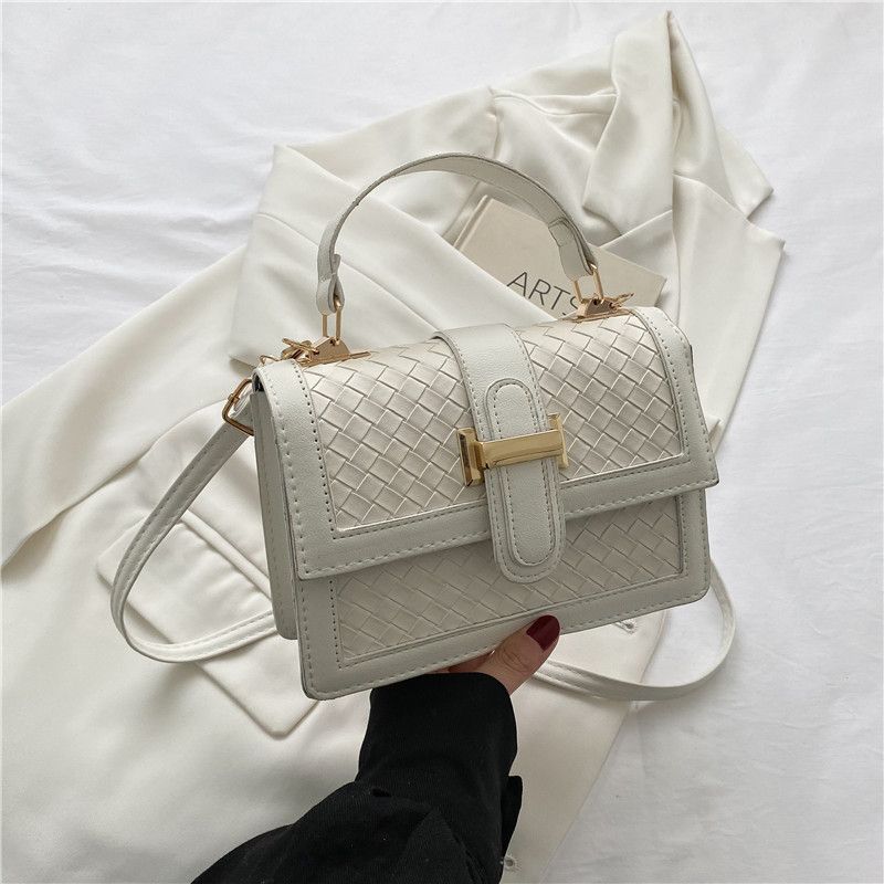 2023 New Sweet Weaving Style Fashion Solid Color Small Square Bag Simple and Trendy Solid Color One Shoulder Crossbody Women's Bag_voghion.com