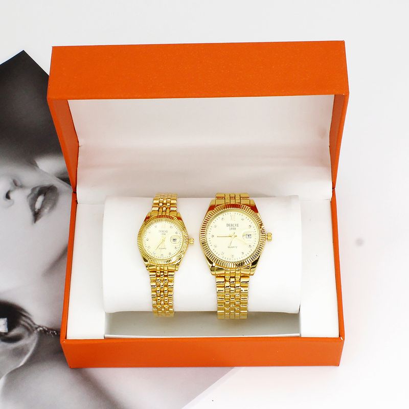 Couple Gifts Set Couple Watch Gold Quartz Watch Men And Women Couples Wrist Watch_voghion.com