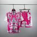 Fashionable VE short sleeved shirt set with pink 3D printed pattern design, unisex top and shorts_voghion.com
