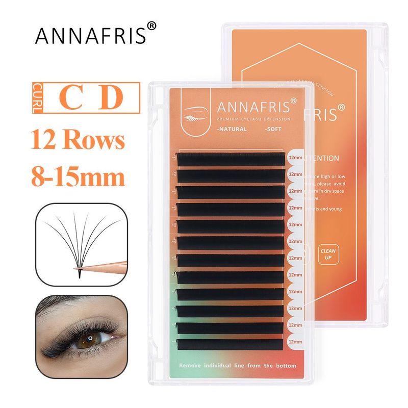 ANNAFRIS Easy Fan Eyelash Extension Automatic 1S Flowering 0.07mm Individual False Lashes Natural Soft Matte Black Volume Lash Extensions Supplies_voghion.com