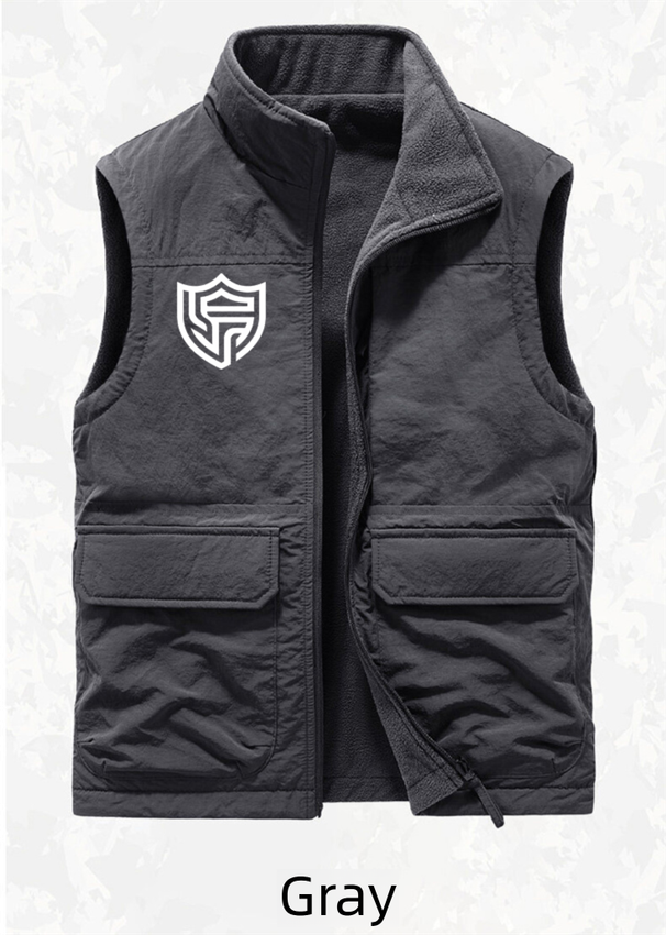 Velvet Vest, Men's Stand Up Collar, Casual, Thick Fleece, Shake Grain Fleece Workwear, Versatile, Plus Size Vest, Double-sided Wear_voghion.com