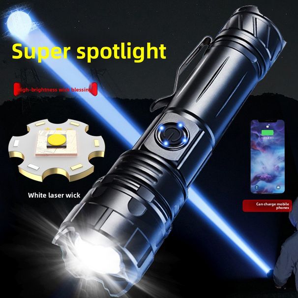 Witte laser Type-C oplaadbare draagbare penclip met voedingsindicator en zoomzaklamp_voghion.com