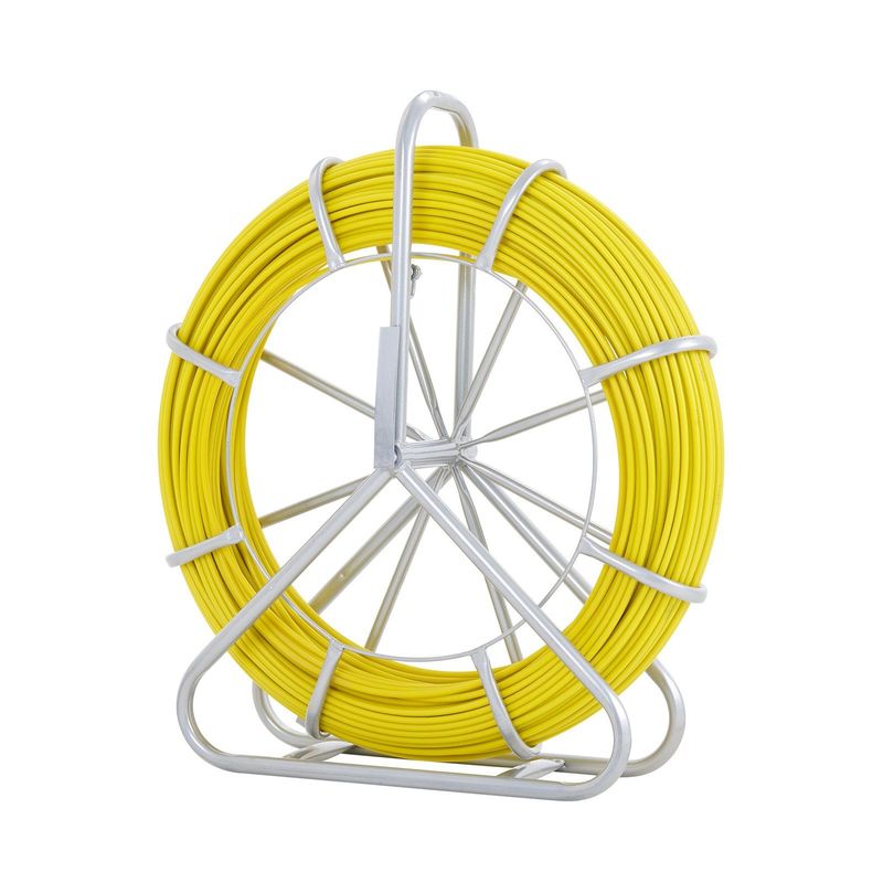 VEVOR Fish Tape Fiberglass, 425 Ft, 1/4 Inch, Duct Rodder Fishtape Wire Puller, Cable Running Rod With Steel Reel Stand, 3 Pulling Heads, Fishing Tools For Walls And Electrical Conduit, Non-Conductive_voghion.com