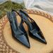 3299-12 French Design Iron Chain Decorative Pointed Thin High Heel Single Shoes Women's One Line With Temperament Baotou_voghion.com