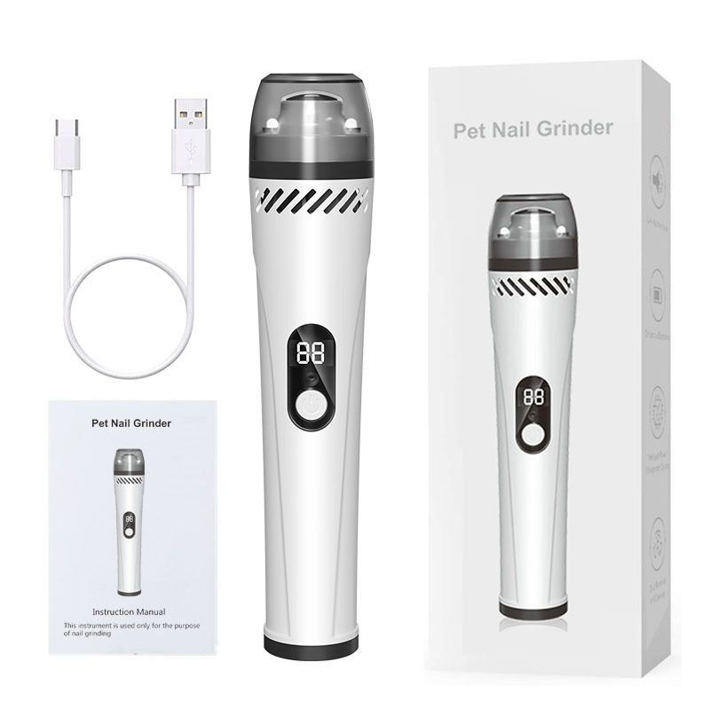 3-Speed Digital Display Pet Grinder With Dust Collector LED Light Multi-Functional Cat Dog Trimmer Electric Nail Clipper_voghion.com