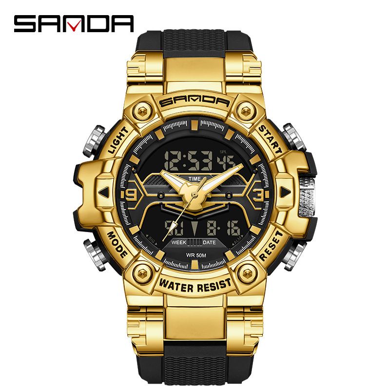 Electronic Watch Multi-functional Fashion Trend Men's Watch Cool Watch Glow-in-the-dark Waterproof Shock-proof Alarm Clock Men's Watch_voghion.com