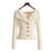 Women's Clothing white sweater jacket for women, high end design, niche temperament, celebrity waist knitted top, new autumn style_voghion.com