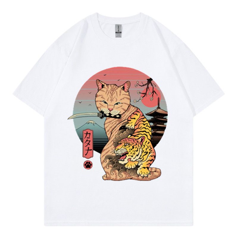 Summer New Hot Stamping Printing Short Sleeve Raglan Sleeve Japanese Anime Sushi Cat 2 T-shirt_voghion.com
