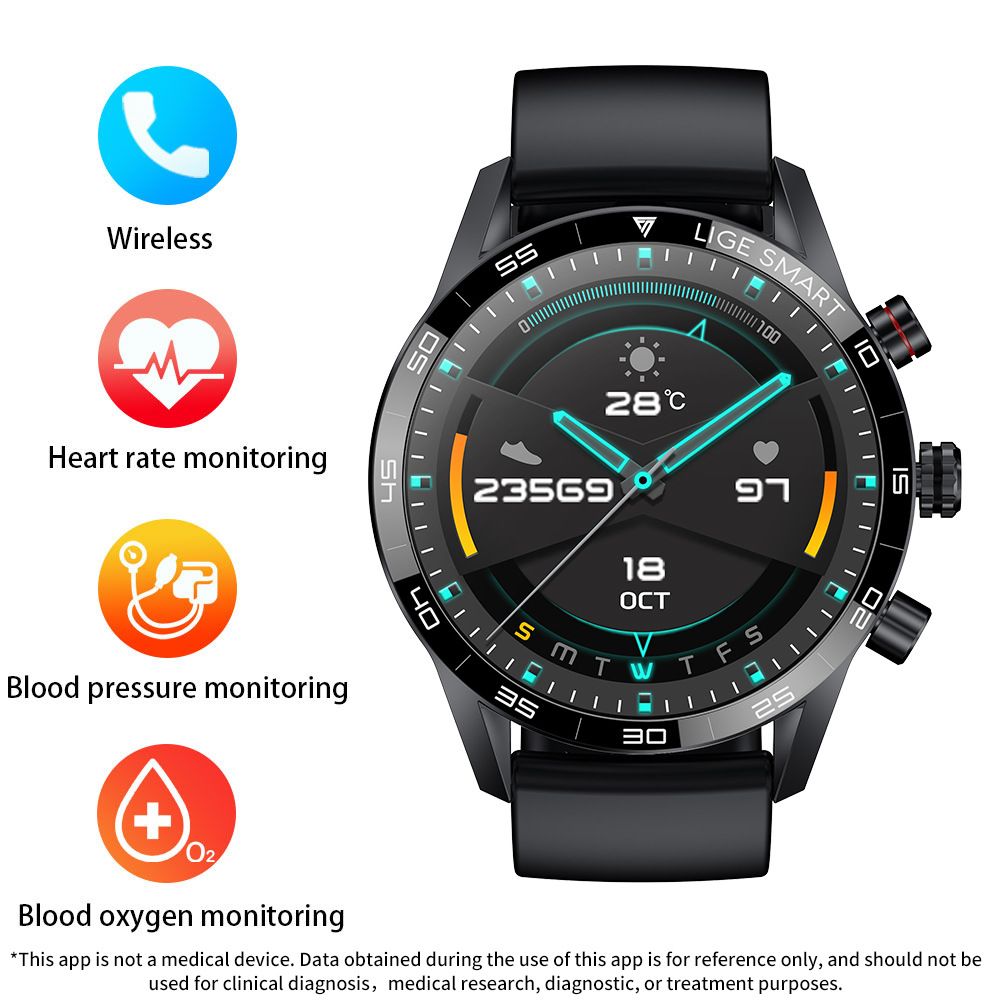Smart Watch Blood Pressure Heart Rate Bluetooth Multi Function Men's Business Watch_voghion.com