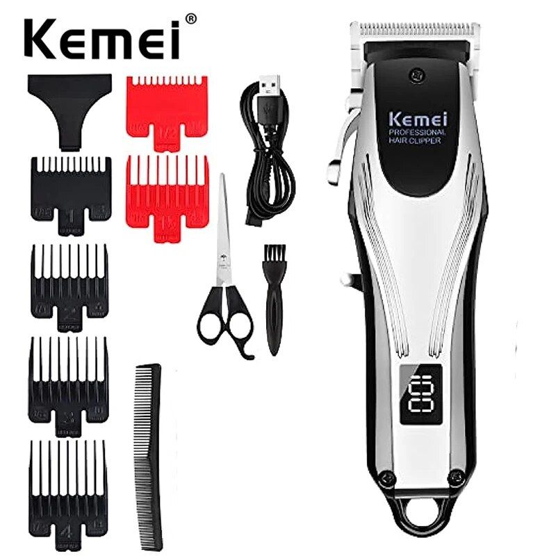 KEMEI profesionālās matu griešanas mašīnas vīriešiem uzlādējams bezvadu elektrisks bārdas matu griezējs frizierim matu griešanas mašīnas kopšanas komplekts_voghion.com