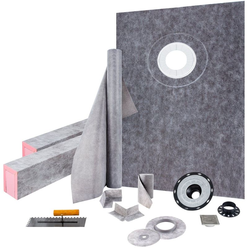 VEVOR Shower Curb Kit, 38"x60" Watertight Shower Curb Overlay With 4" ABS Offset Bonding Flange, 4" Stainless Steel Grate, 2 Cuttable Shower Curb And Trowel, Shower Pan Slope Sticks Fit For Bathroom_voghion.com