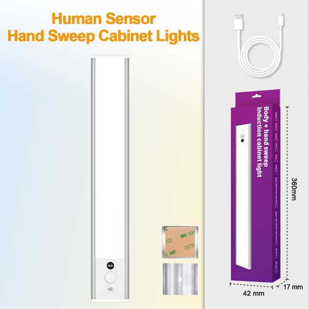 Rechargeable Human Body Induction Lamp Hand Sweep Bedside Wardrobe Wine Cabinet Long Strip Night Light Led Cabinet Light Wall Lamp_voghion.com