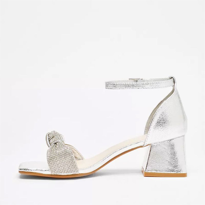 Fashion chunky diamond sandals with open-toed bare strap with high hollow heels_voghion.com