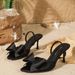 Women's Shoes New Bow Decorated Mule Stiletto Heels Pointed Toe Strappy Sandals For Women_voghion.com
