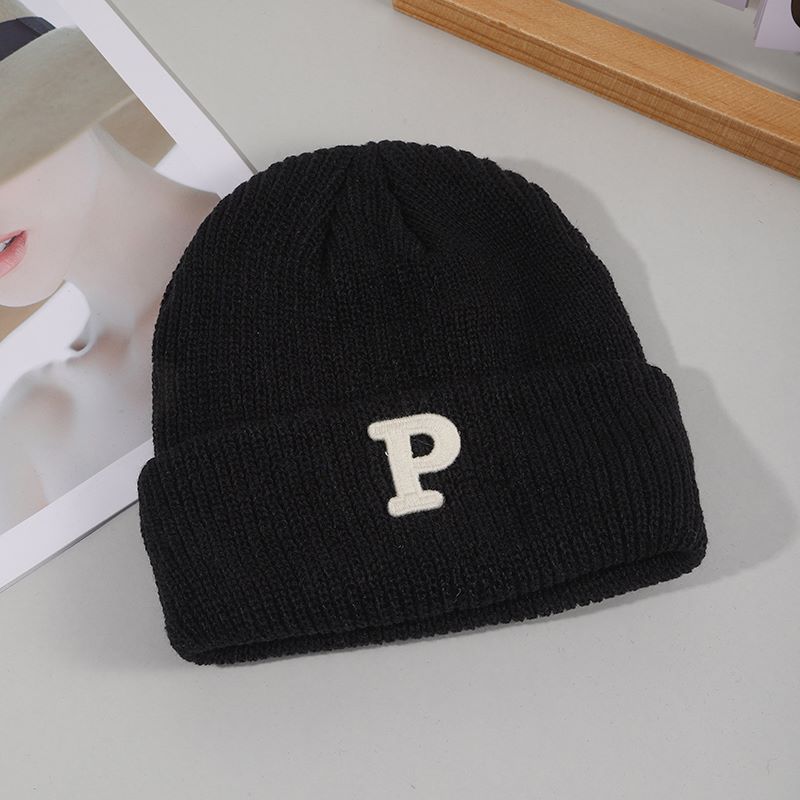 Pălării pentru bărbați și femei Toamna și iarna Litera P lână tricotată pălărie pentru femei versiunea coreeană a ins la modă caldă student dulce răcoros vânt rece pălărie_voghion.com