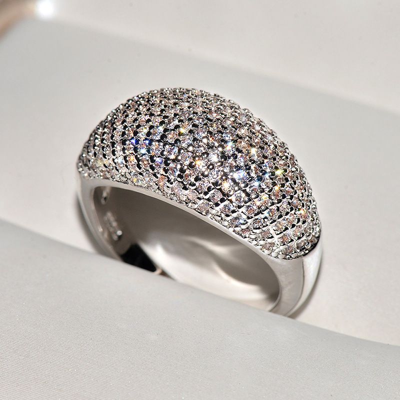 Luxury Sky Star Ring Full Diamond Zircon Copper Plated Gold And Silver Women's Fashion Headpiece_voghion.com