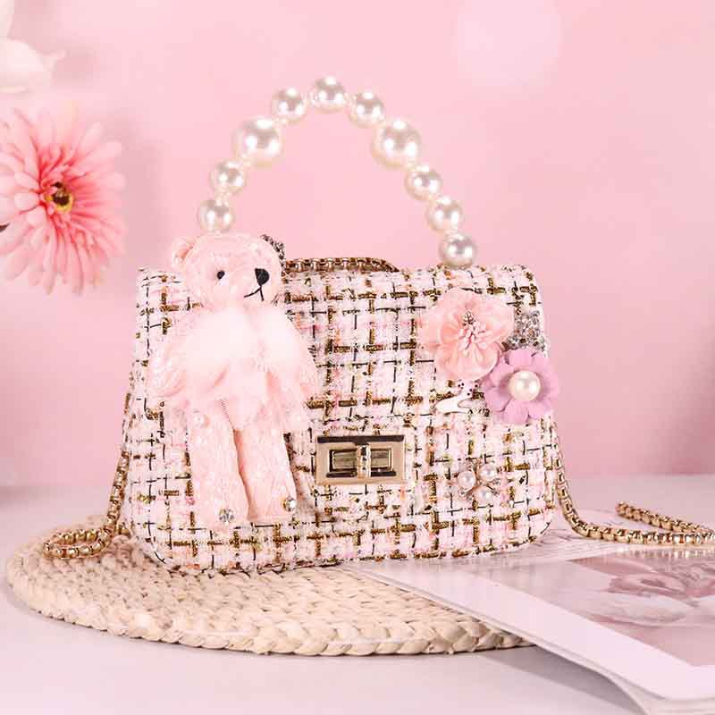 Frauen 2024 Herbst Winter Cartoon Bär Crossbody Für Mädchen Mode Perle Handtasche Schulter Tasche_voghion.com
