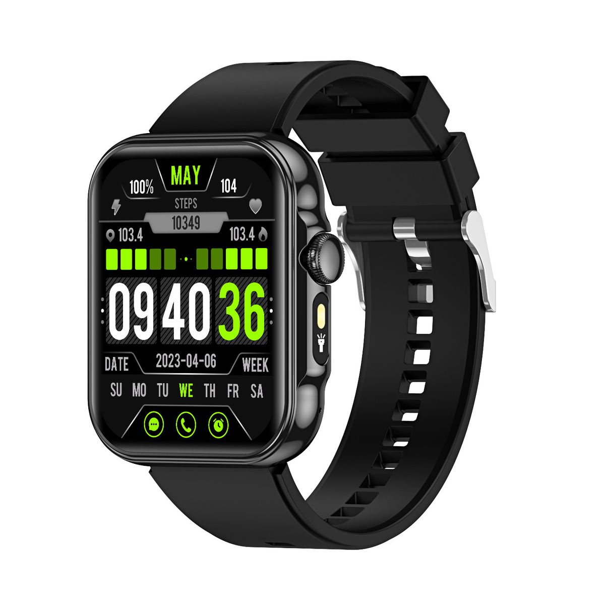 Men Women Bluetooth Call Smart Watch 2.02" AMOLED Screen Fitness Tracker Heart Rate Sleep Blood Oxygen Monitor With LED Flashlight_voghion.com