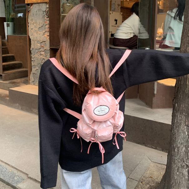 Korean-style Backpack 2025 Autumn And Winter New Style Cute Bright Pink Casual And Versatile Nylon Waterproof Material Fashionable Versatile_voghion.com