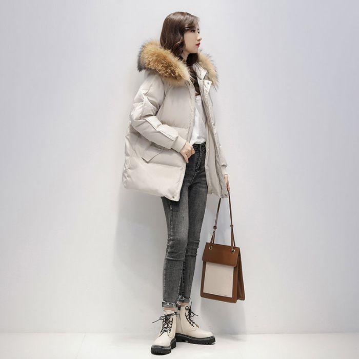() Nueva chaqueta de plumón y plumón para mujer en invierno, versión coreana de largo medio a largo, chaqueta de algodón holgada hasta la rodilla con_voghion.com