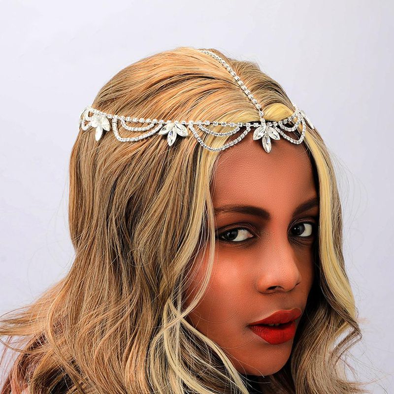  jewelry ins leaf zircon headdress fashion multi-layer diamond bridal hair band accessories_voghion.com
