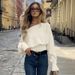 New Sweet Gentle Temperament Style Diagonal Small Off-Shoulder Versatile Loose Solid Color Long Sleeve Simple Knitted_voghion.com