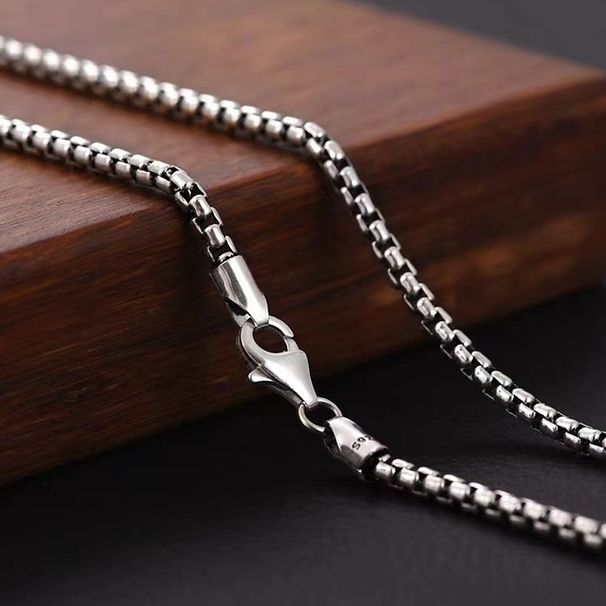 Collana con ciondolo a forma di scatola rotonda minimalista in argento S, edizione coreana, stile corto, con catena e senza ciondolo_voghion.com
