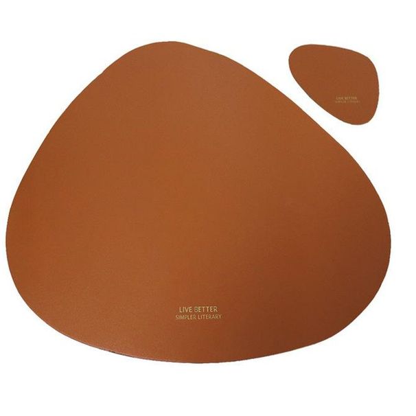 Ensemble de sets de table et sous-verres en similicuir style nordique, résistants à la chaleur, antidérapants et lavables, avec dessous de verre._voghion.com