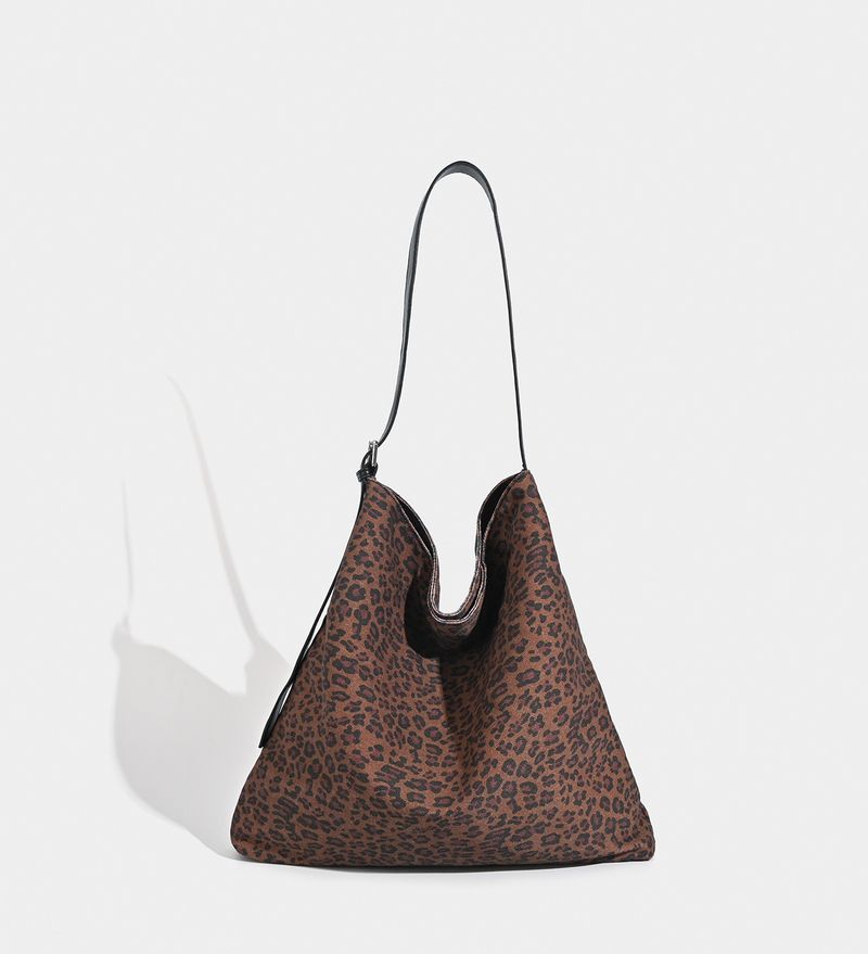 Borsa a tracolla grande da donna con stampa retrò a contrasto di colore, stampa leopardata, borsa a tracolla Maillard da ascella_voghion.com