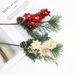Weihnachts-Tannennadel-Schnittblumen-Simulation, grüne Pflanze, rote Beeren, Tannenzapfen, DIY, handgefertigte Dekorationen können verpackt werden_voghion.com